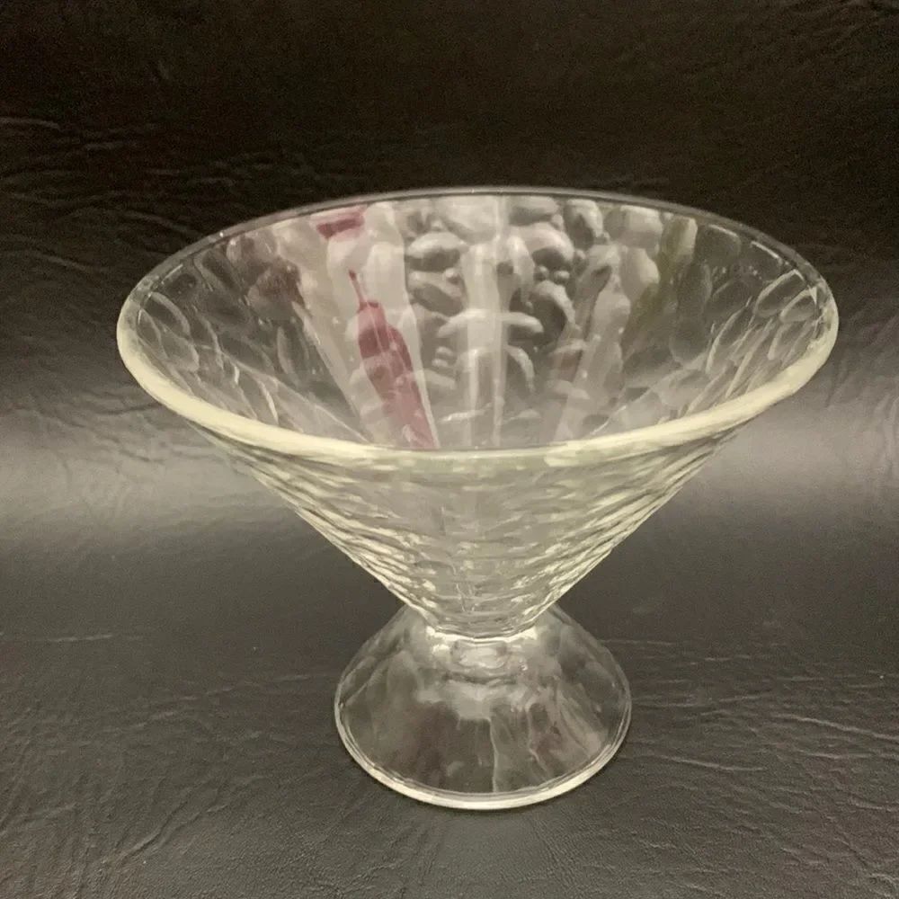 Textured Glass Serving Ice Cream Sundae Parfait Fruit 12 Ounce Dish Bowl Set 3